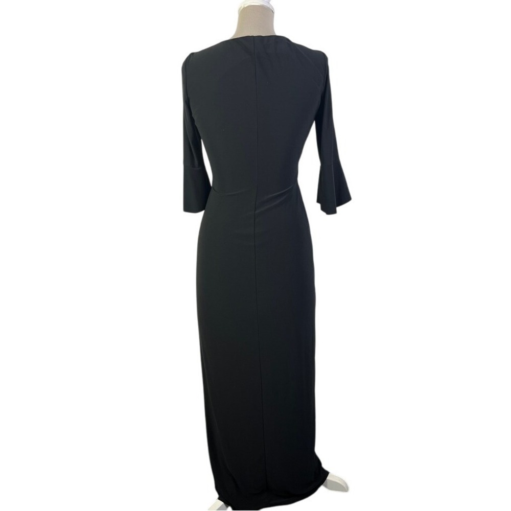 Lauren Ralph Lauren Gown Evening Whimsigoth Dress Bell Sleeve Rhinestone Black 2 - Picture 5 of 5